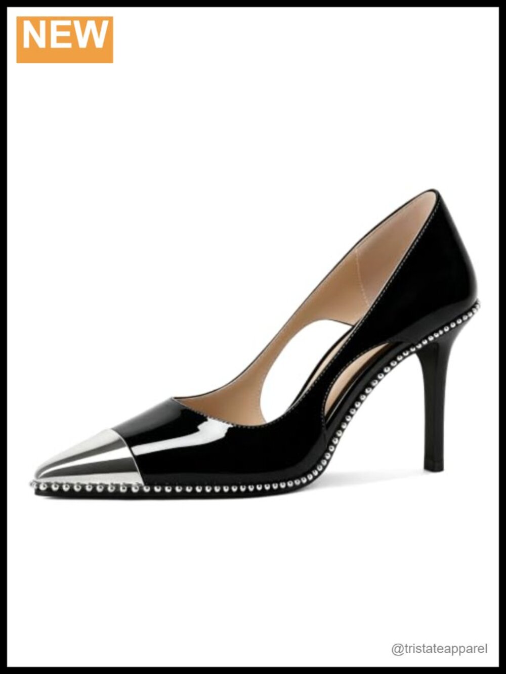 Women's Pointed Toe Stiletto Heels Beaded Slingback Pump 3.5"
